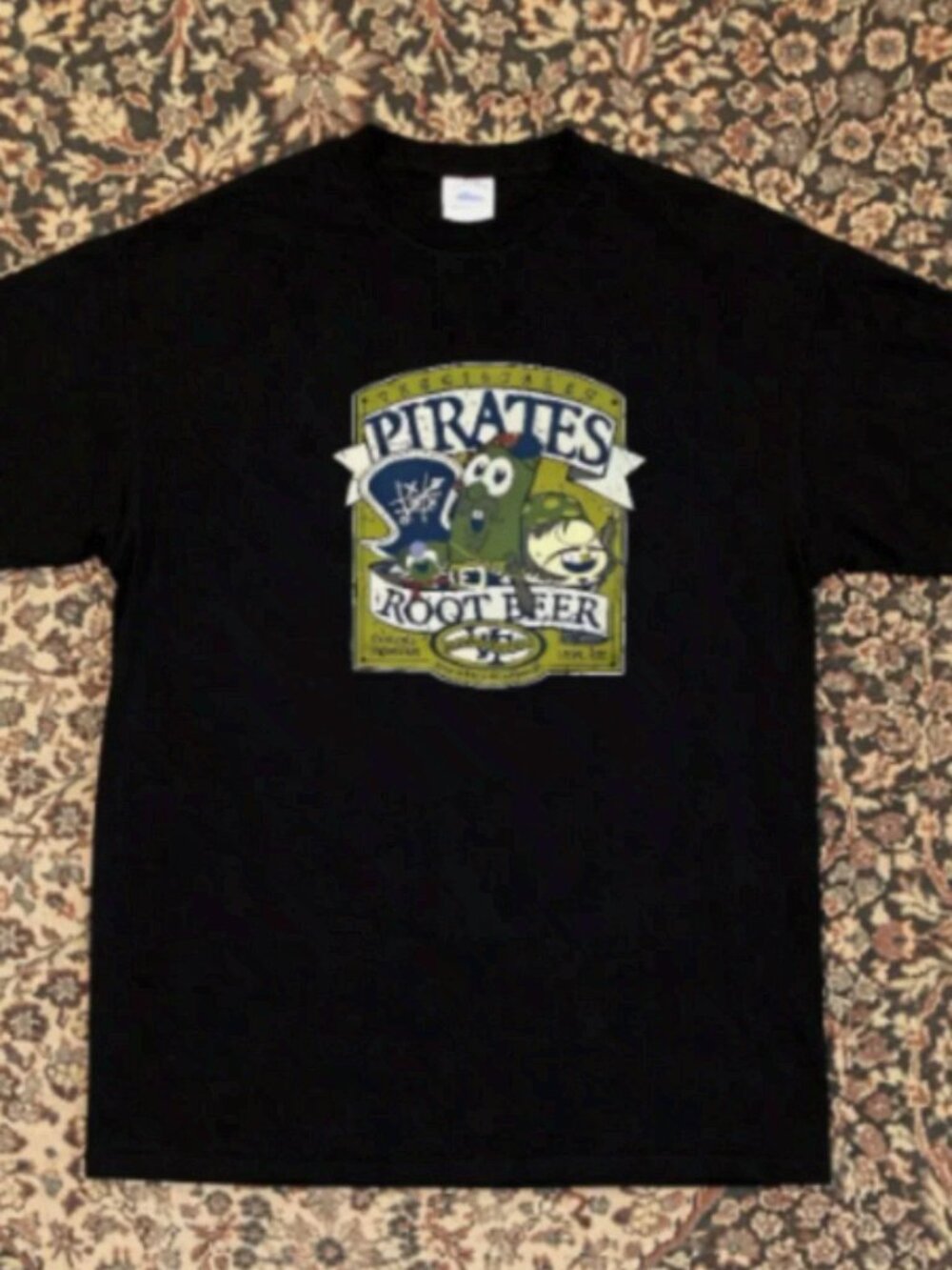 VeggieTales Pirates Root Beer Graphic Black T-Shirt